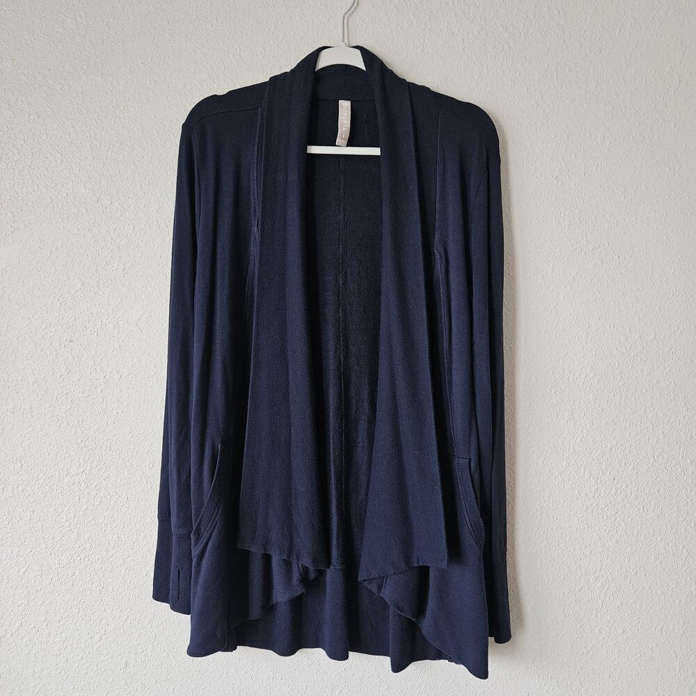 Athleta Women’s Medium Pranayama Wrap Cardigan Small Blue Long Sleeve Pockets